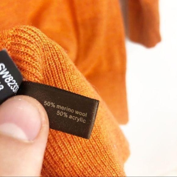 THE LIMITED ORANGE 3/4 SLEEVE PULLOVER MERINO WOOL SWEATER - Picture 5 of 6